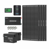 7,68 kWh Kit de Système Solaire Complet – 2* Batteries Lithium 300 Ah, Onduleur Solaire 3000 W
