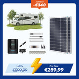 12V/24V 200W Kit Solaire Premium Monocristallin avec Contrôleur de Charge Rover 40 A