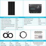 Open Box - 100 Watt 12 Volt Solar Starter Kit with 30A PWM Charge Controller