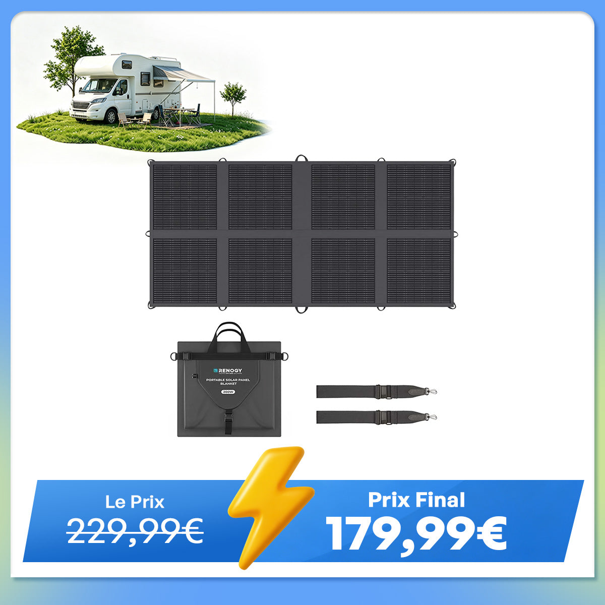 12V 400W Panneau Solaire Pliable Nomade