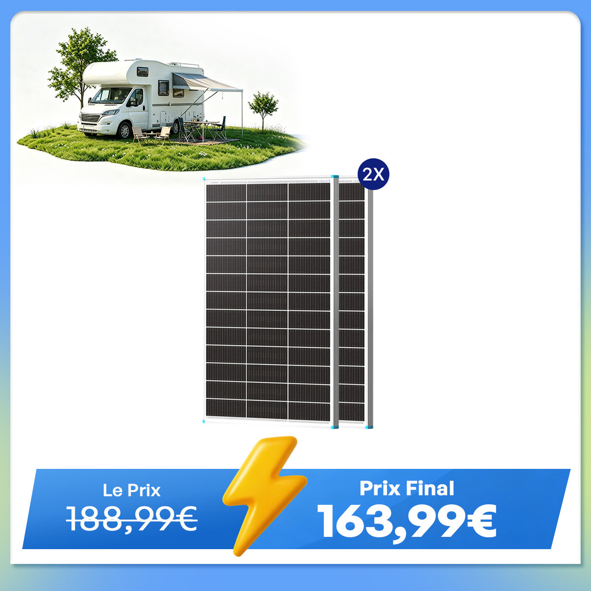 200W Panneau Solaire Bifacial N-Type
