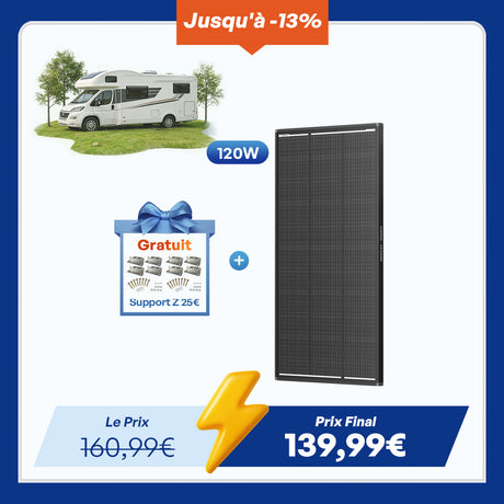 12V 120W ShadowFlux Panneau Solaire Anti-Ombrage Camping-car