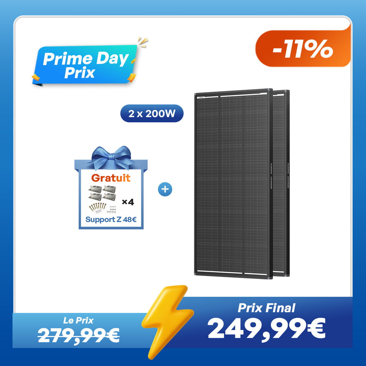 12V 120W ShadowFlux Panneau Solaire Anti-Ombrage