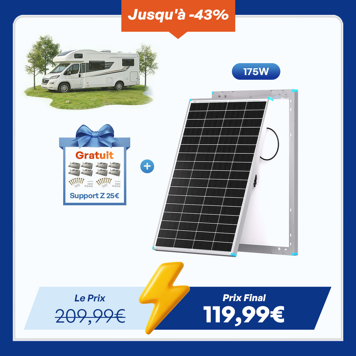 12V 175W 16BB N-Type Panneau Solaire