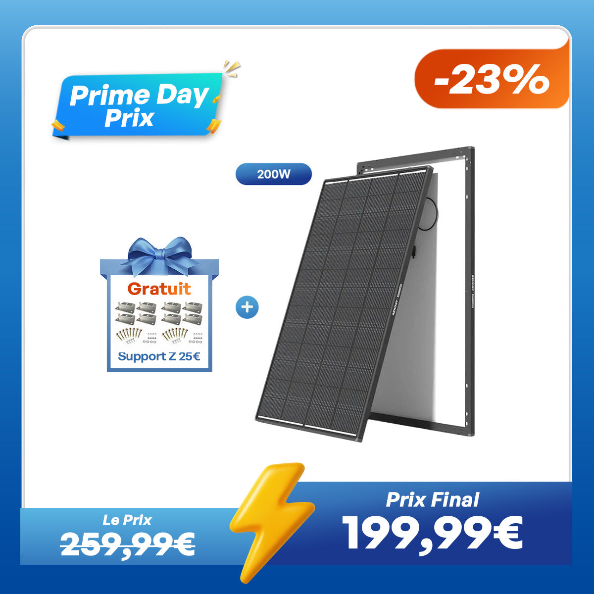 12V 200W ShadowFlux Panneau Solaire Anti-Ombrage