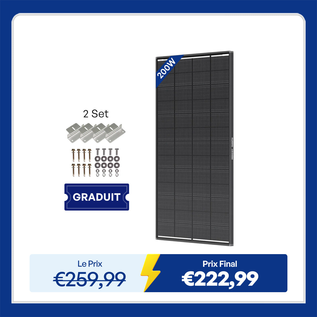 Renogy ShadowFlux Panneau Solaire 200W / 120W Anti-Ombrage