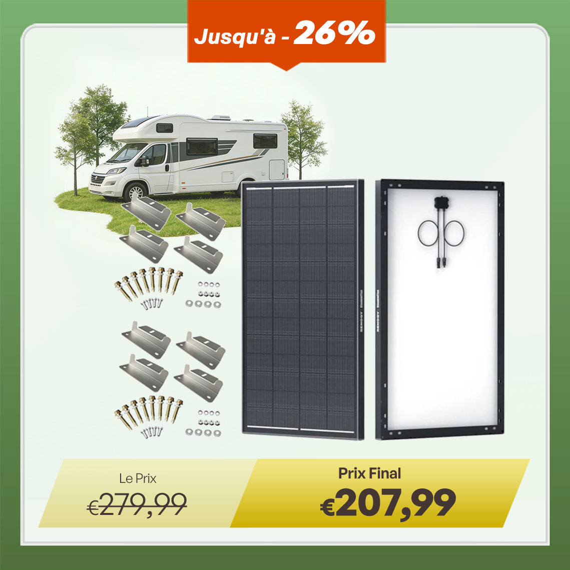 Renogy ShadowFlux Panneau Solaire 200W / 120W Anti-Ombrage
