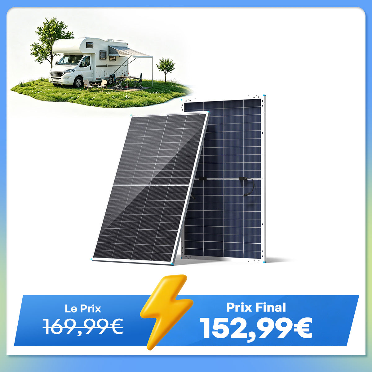 200W Panneau Solaire Bifacial N-Type