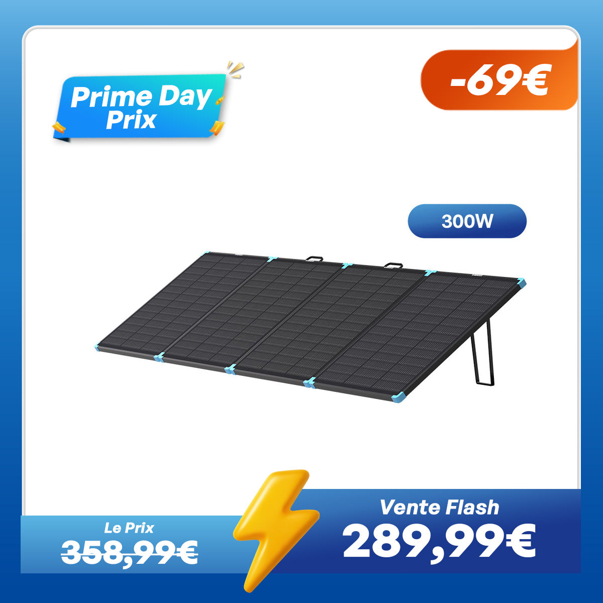 12V 300W Valise Solaire Pliable - Puissante et Compacte