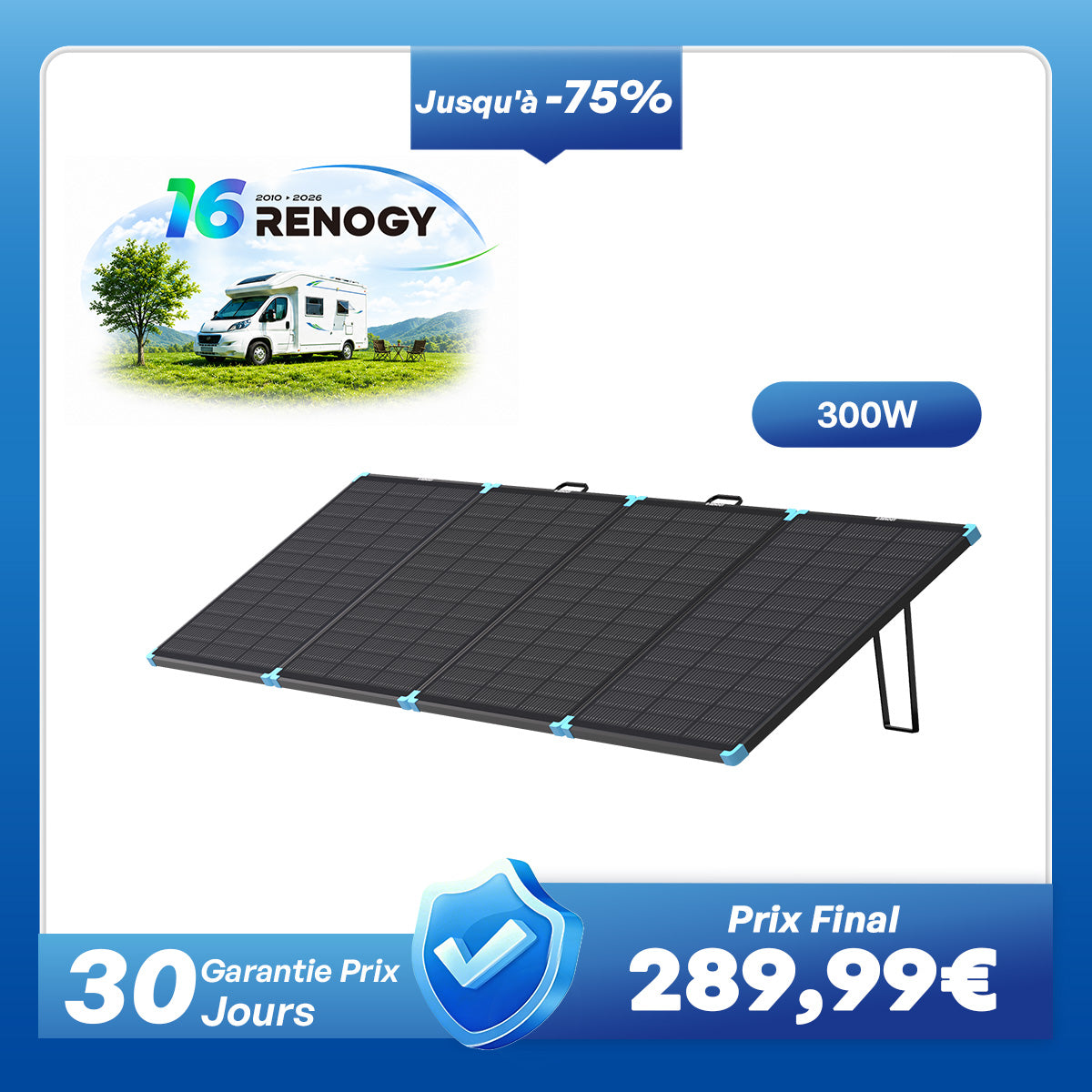 12V 400W/300W/220W/100W Valise Solaire Portable - Légère et Puissante