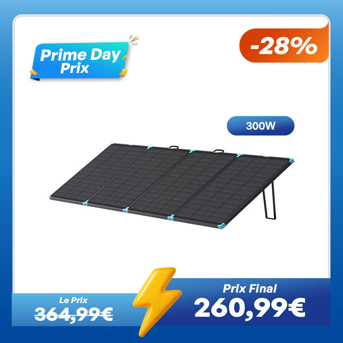 12V 300W Valise Solaire Pliable - Puissante et Compacte