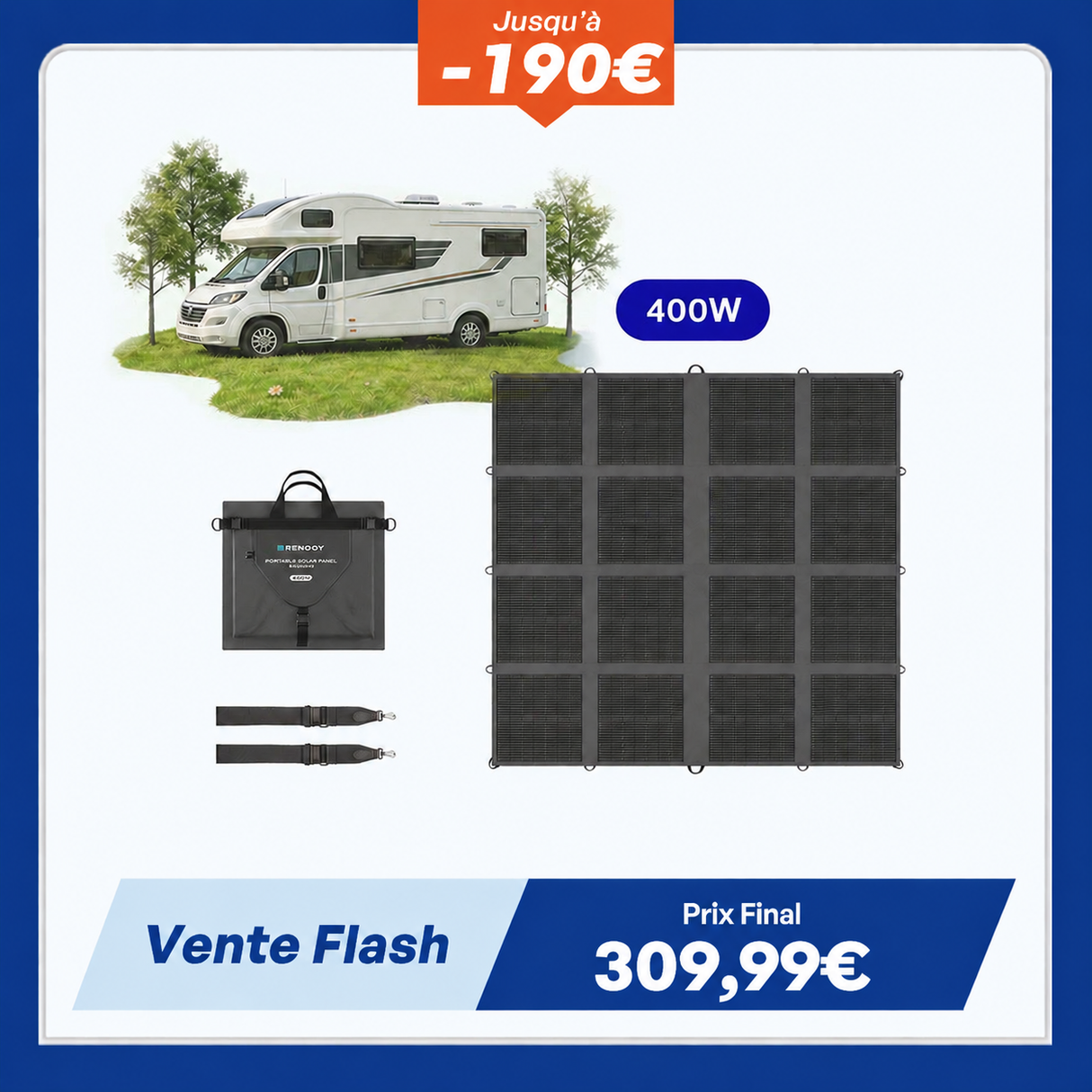 12V 400W Panneau Solaire Pliable Nomade