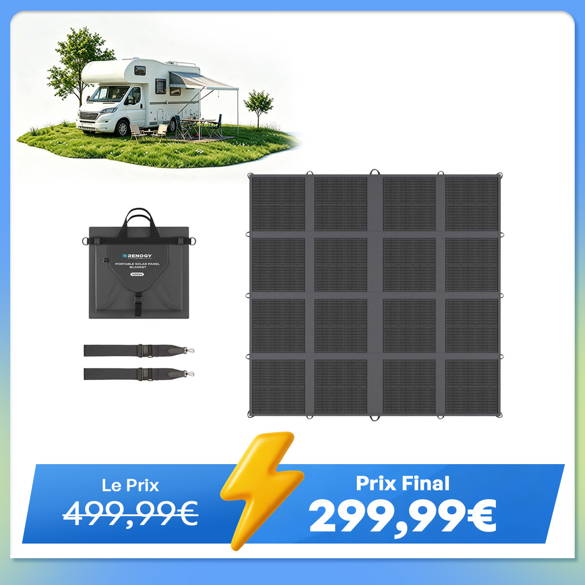 12V 400W Panneau Solaire Pliable Nomade