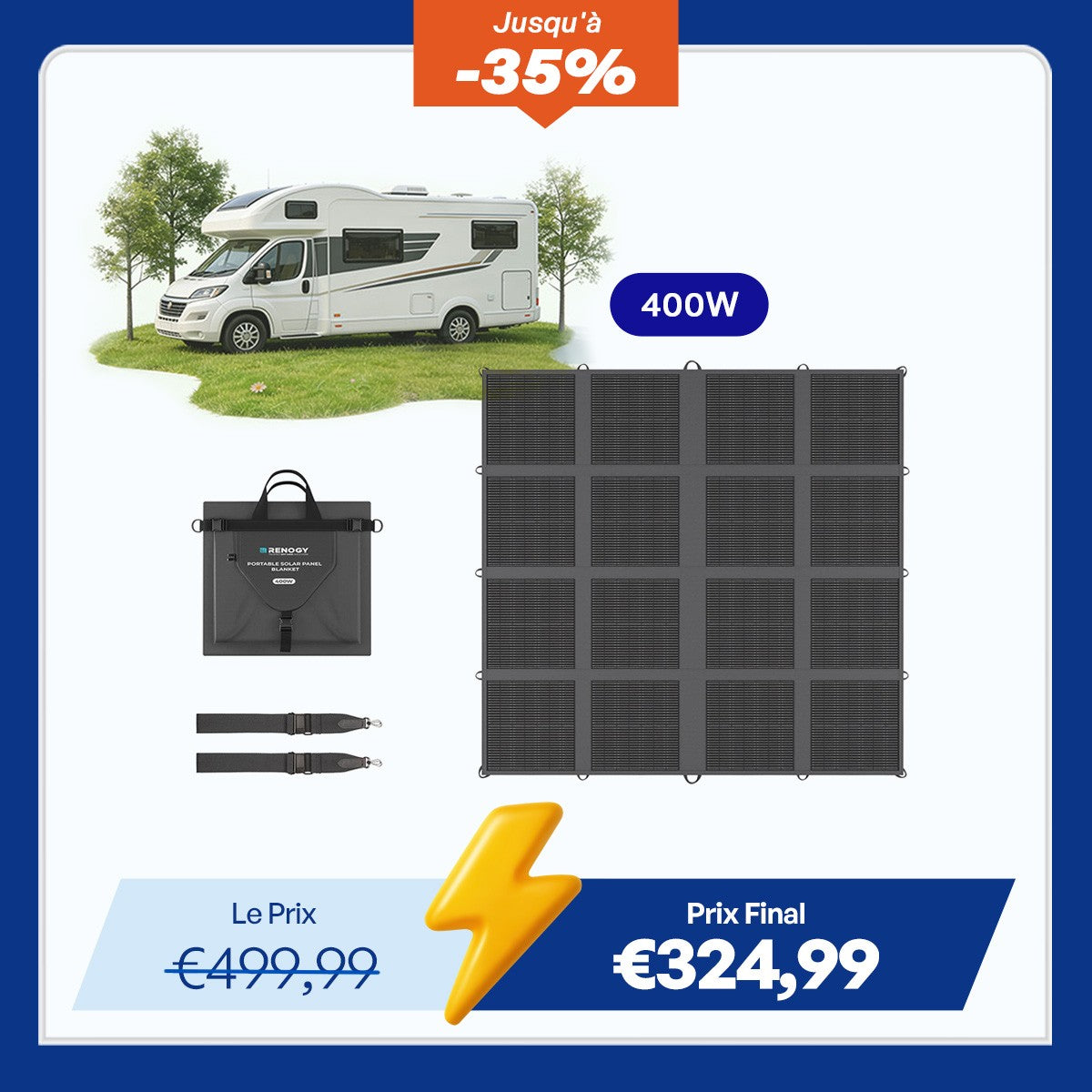 12V 400W/200W Panneau Solaire Pliable Nomade