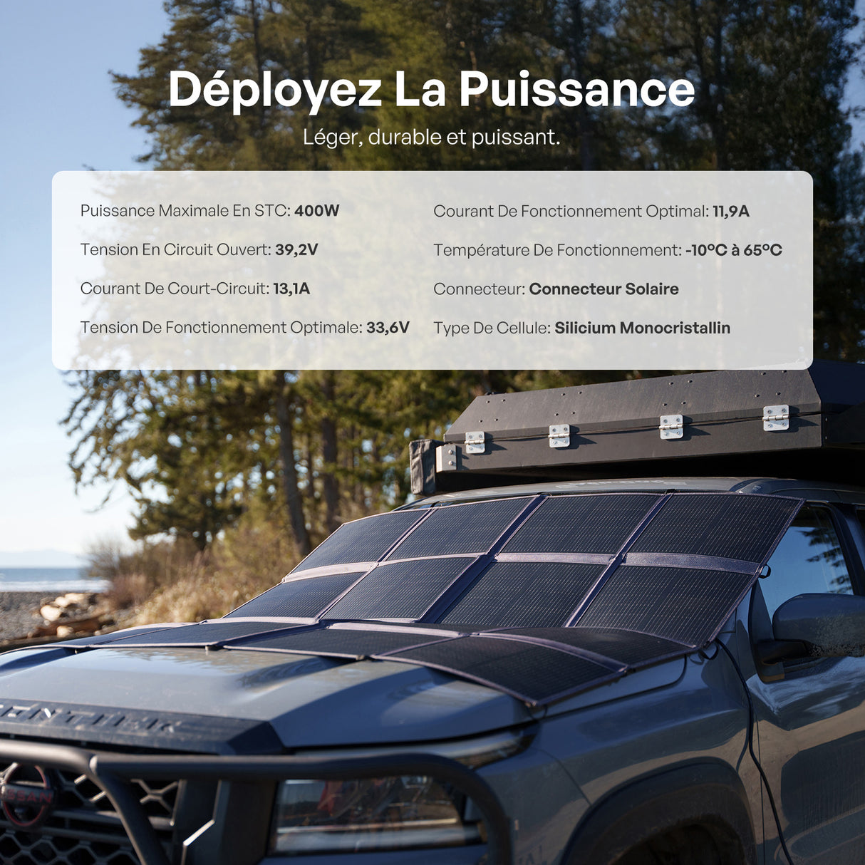 12V 400W Panneau Solaire Pliable Nomade