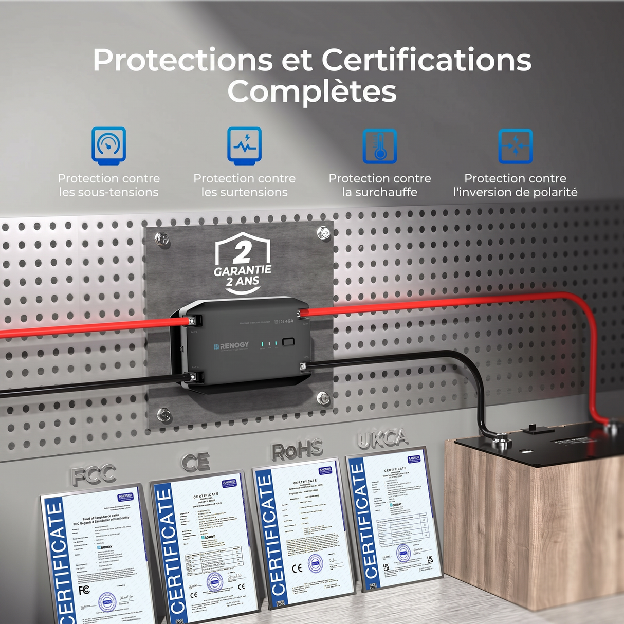 Renogy 12V 40A Chargeur de Batterie DC-DC avec Protections complètes & certifications