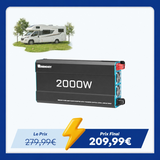 12V 2000W Onduleur Solaire à Onde Sinusoïdale Pure DC-AC pour Camping-car, Van Fourgon et Off-Grid